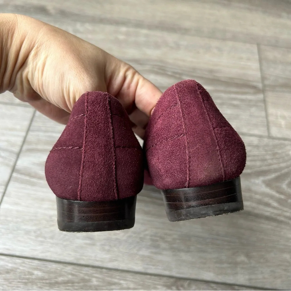 Studio Hype  Red Suede Leather Calf Hair Square Toe Flats - Picture 11 of 12